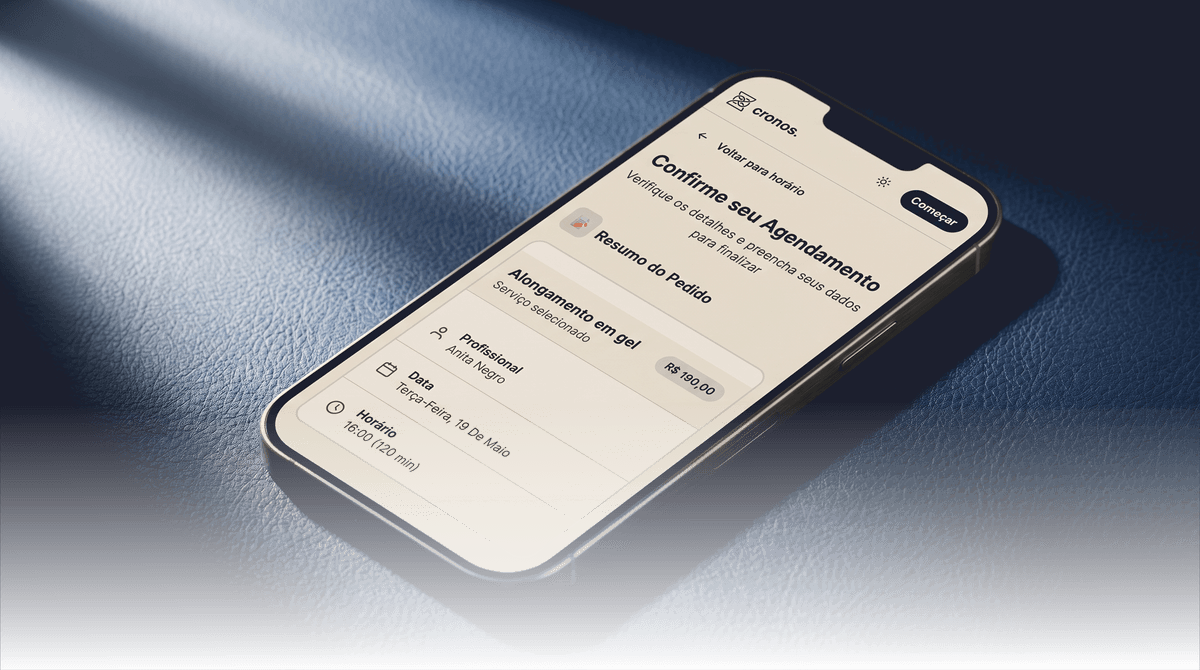Cronos, confirmação de agendamento no celular